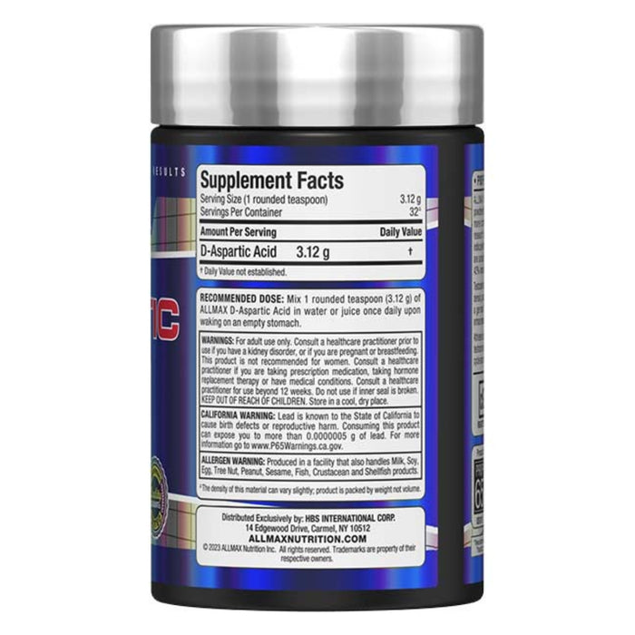 Allmax Nutrition D-Aspartic Acid (DAA) 100 Grams