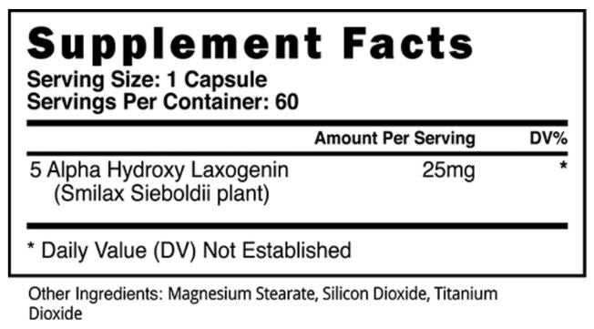 Supplement facts label with detailed information on a capsule serving