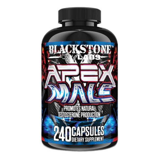 Blackstone Labs Apex Male 240 Capsules supplement bottle on a white background