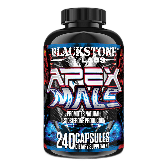 Blackstone Labs Apex Male 240 Capsules supplement bottle on a white background