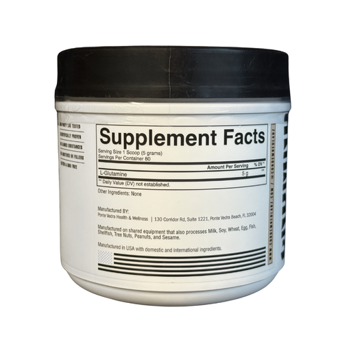Condemned Labz Glutamine 80 Servings Supplement Facts on a white background
