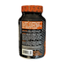 Back view of a supplement bottle with orange cap and black body on a white background