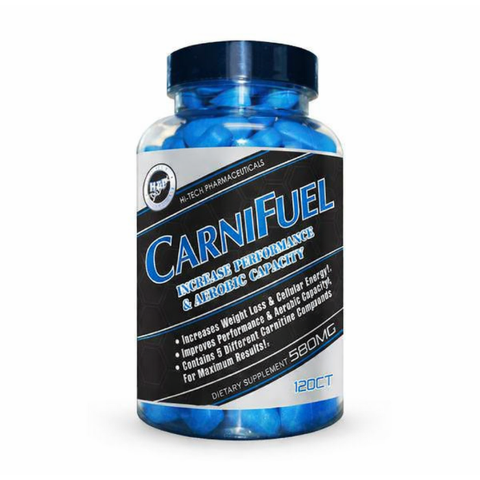 Supplement bottle labeled 'Carnifuel' on a white background
