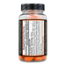 A clear supplement bottle with orange capsules visible inside, a black cap, and a black label with white and orange text. The label prominently shows Supplement Facts.