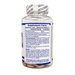 A clear supplement bottle with a white and blue label showing Supplement Facts, sealed with a black-and-white anti-theft tape. The bottle is photographed on a clean white background.