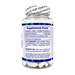 A clear supplement bottle showing the back label with Supplement Facts, white cap with printed seal text, and white tablets visible inside, on a plain white background.