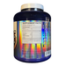 Supplement container with a rainbow-colored label on a white background