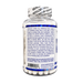 A clear plastic supplement bottle with a white and blue label, sealed with a white tamper-evident cap. The label features a blue band at the bottom with white text and a white background with black text detailing product claims and manufacturer information.