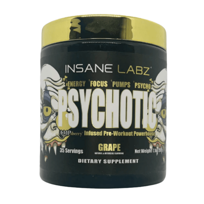 Insane Labz Psychotic pre-workout supplement container on a white background