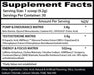 Supplement facts label with detailed ingredient list on a white background