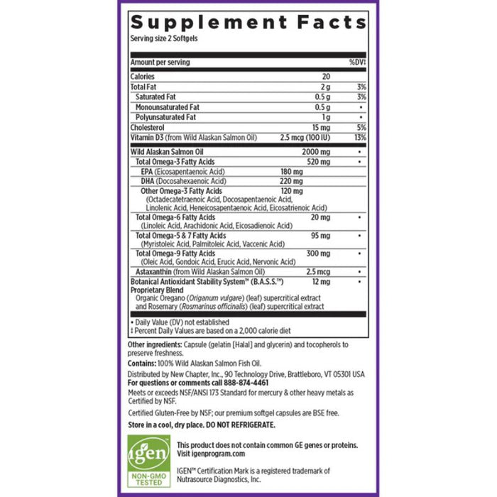 New Chapter WHOLEmega 1000mg 60 Soft Gels