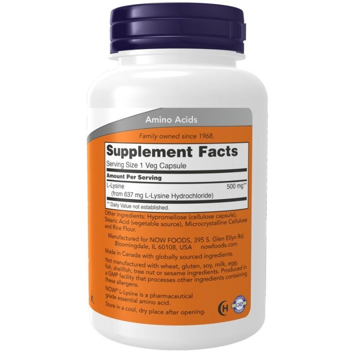 Now Foods L-Lysine 500mg 250 Veg Caps