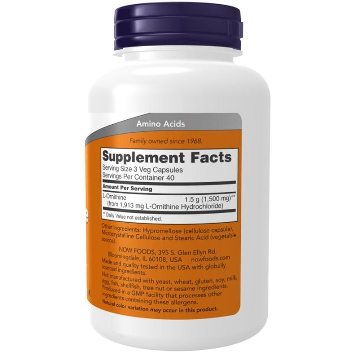 Now Foods Ornithine 500mg 120 Capsules