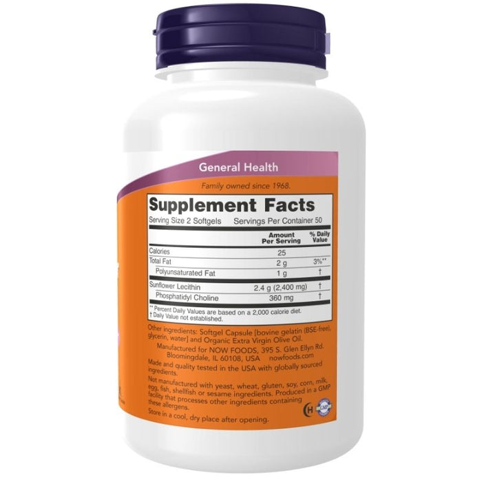 Now Foods Sunflower Lecithin 1200mg 200 Softgels