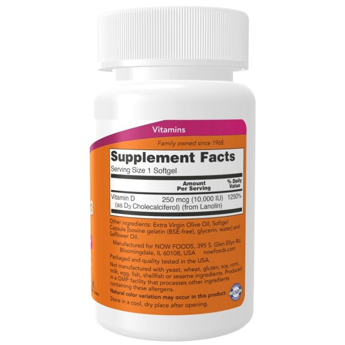 Now Foods Vitamin D3 10,000 IU 120 Softgels