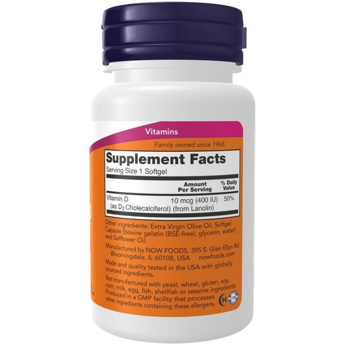 Now Foods Vitamin D 400 IU 180 Softgels