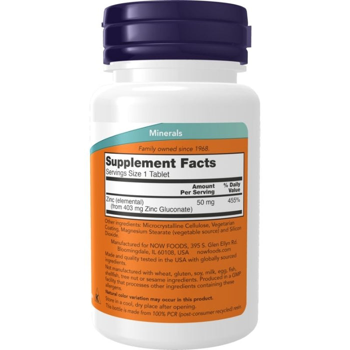 Now Foods Zinc Gluconate 50mg 250 Tablets