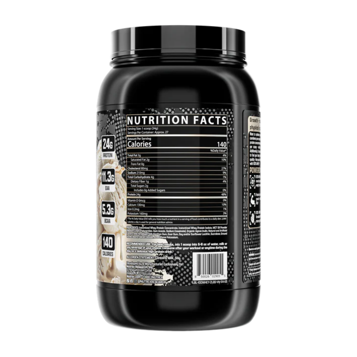 Nutrex 100% Premium Whey Protein 2 lb Vanilla Flavor Nutrition Facts