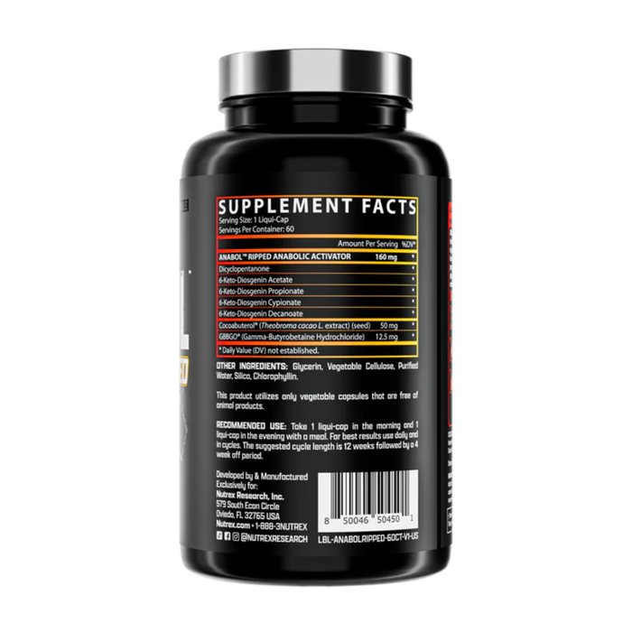 Black supplement bottle with 'Supplement Facts' label on a white background