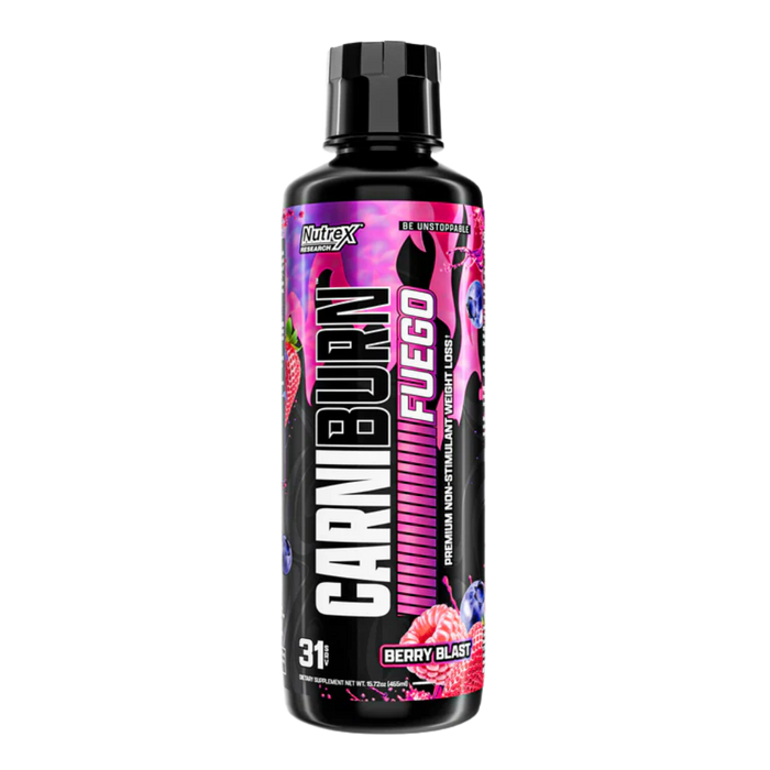 Nutrex Carni Burn Fuego supplement bottle on a white background