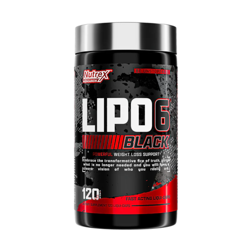 Nutrex Lipo-6 Black supplement container on a white background
