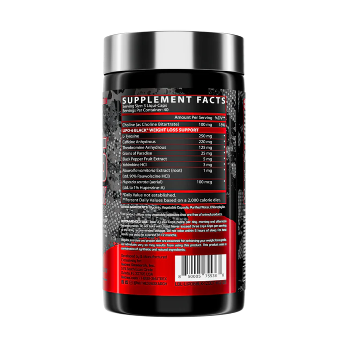 Supplement container with a focus on the back label displaying supplement facts.