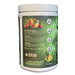 Supplement container with green label and white lid on a white background