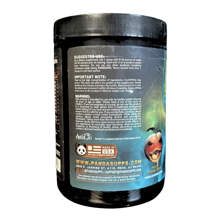 Panda Supps Pandamic Pre-Workout 25 Servings Info