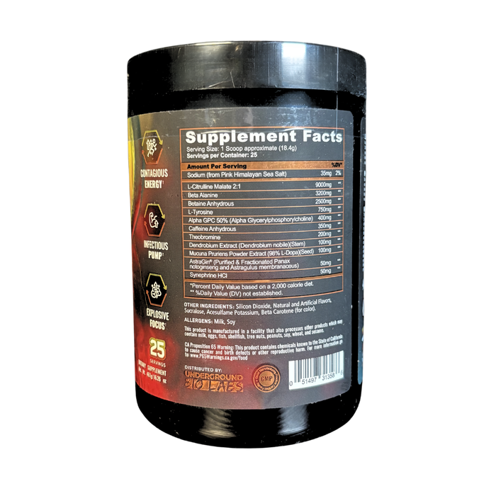 Supplement container with label showing 'Supplement Facts' on a white background