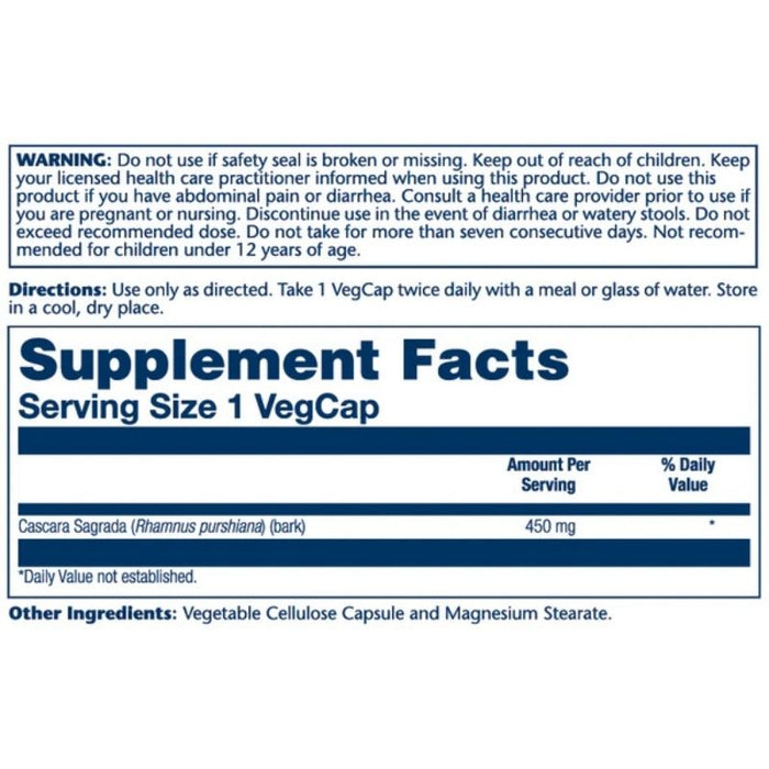 Solaray Cascara Sagrada 450mg 100 Caps