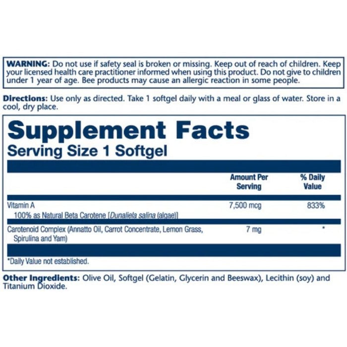 Solaray Food Carotene 25,000 IU 100 Softgels