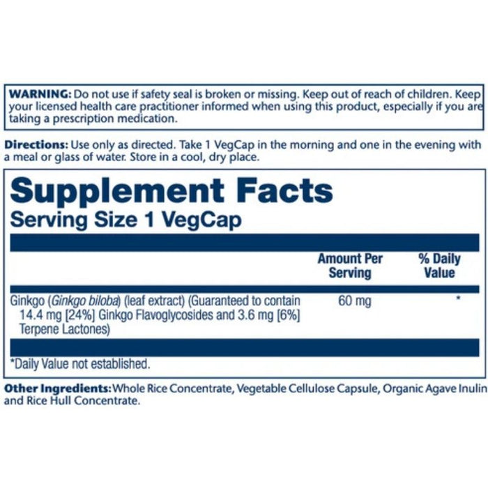 Solaray Ginkgo Biloba Extract 60mg 60 Caps