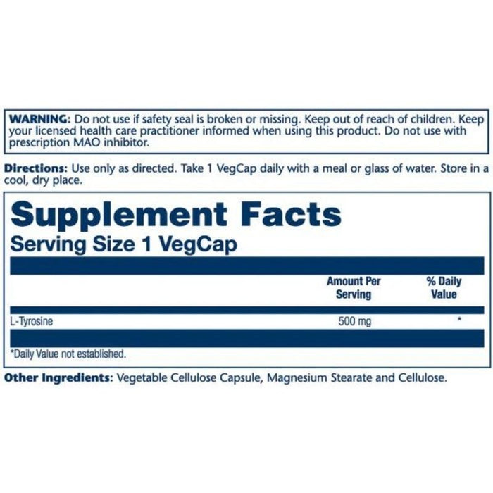 Solaray L-Tyrosine 500mg Free Form Veg Caps