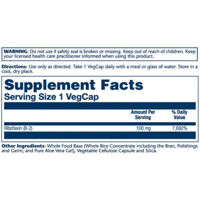 Solaray Vitamin B-2 100mg 100 Caps