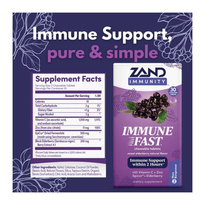 Zand Immune Fast Elderberry 30 Chewable Tablets