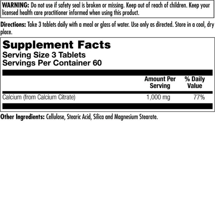 KAL Calcium Citrate 1000mg 180 Tablets