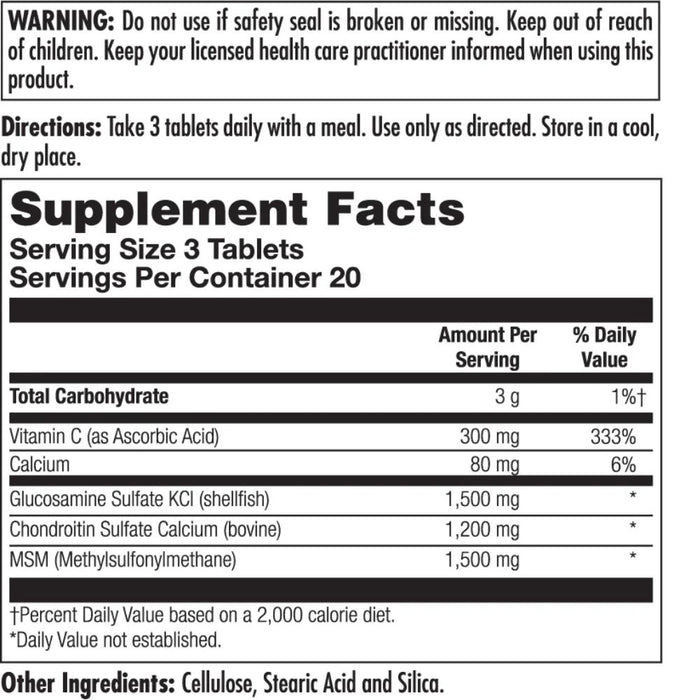 Kal Glucosamine and Chondroitin 60 Tabs