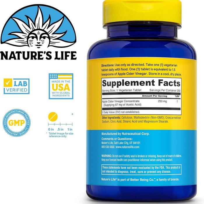 Nature's Life Apple Cider Vinegar 250 Tablets