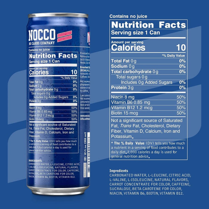 NOCCO BCAA Energy Drink 12 Pack