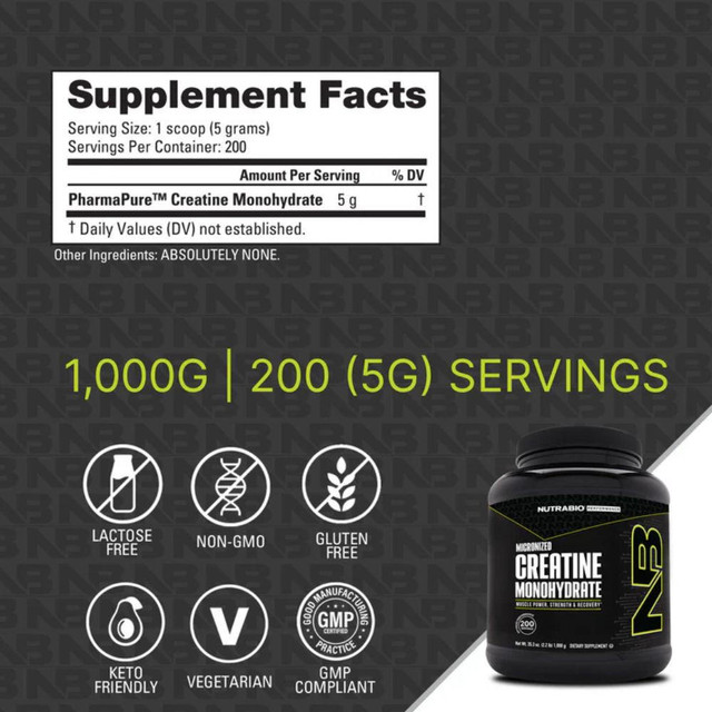 NutraBio Creatine 1,000g