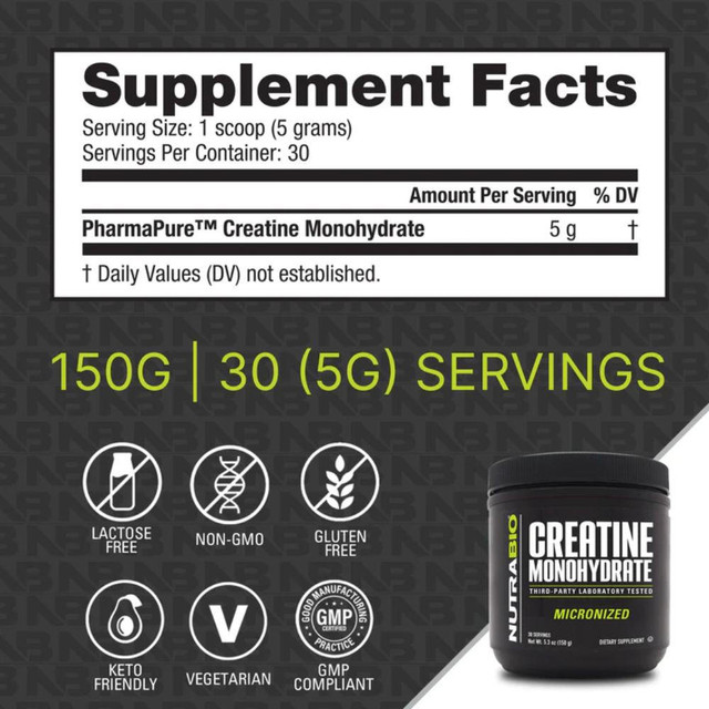 NutraBio Creatine 150 Grams