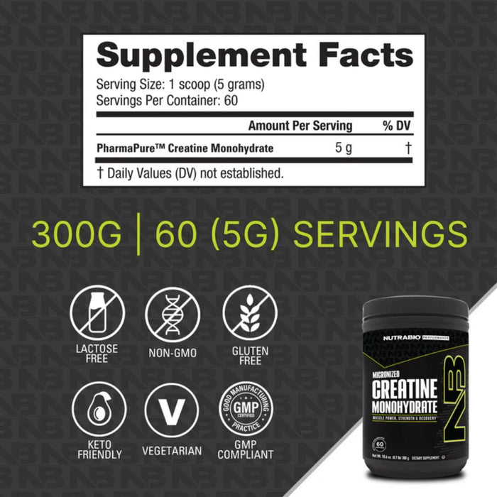 NutraBio Creatine 300 Grams