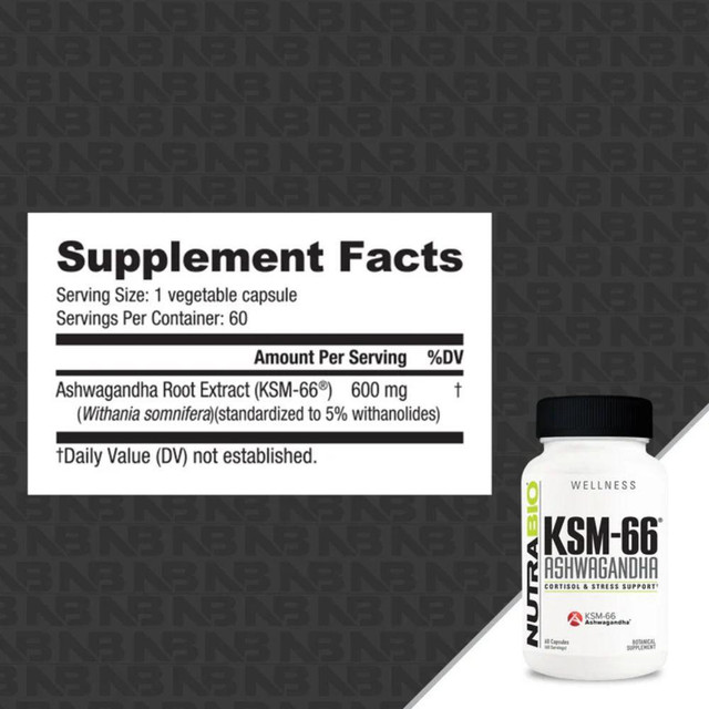 Nutrabio KSM-66 Ashwagandha 60 Capsules
