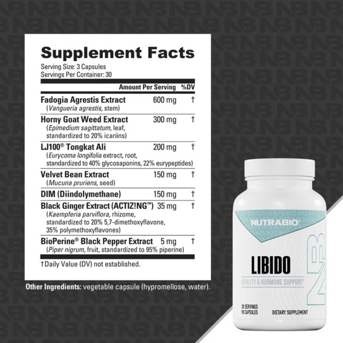 Nutrabio Libido Vitality & Hormone Support 90 Capsules