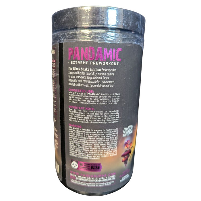 Panda Supps Pandemic Black Mamba Limited Edition Pre Workout 20 Servings