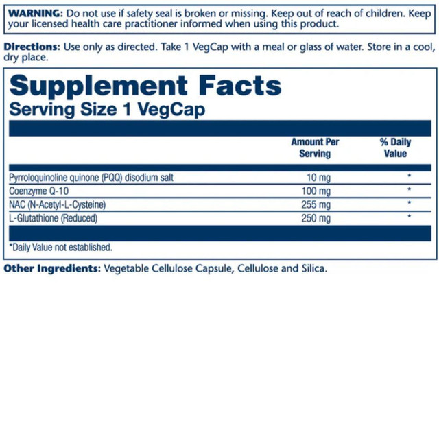 Solaray PQQ CoQ-10 with NAC & Glutathione, 30 Capsules