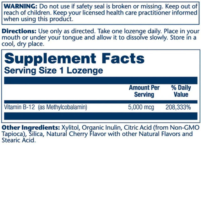 Solaray Methyl B-12 5,000mcg Cherry 60  Lozenges