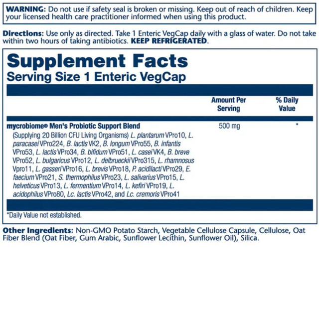 Solaray Mycrobiome Complete Probiotic Men's 30 Capsules