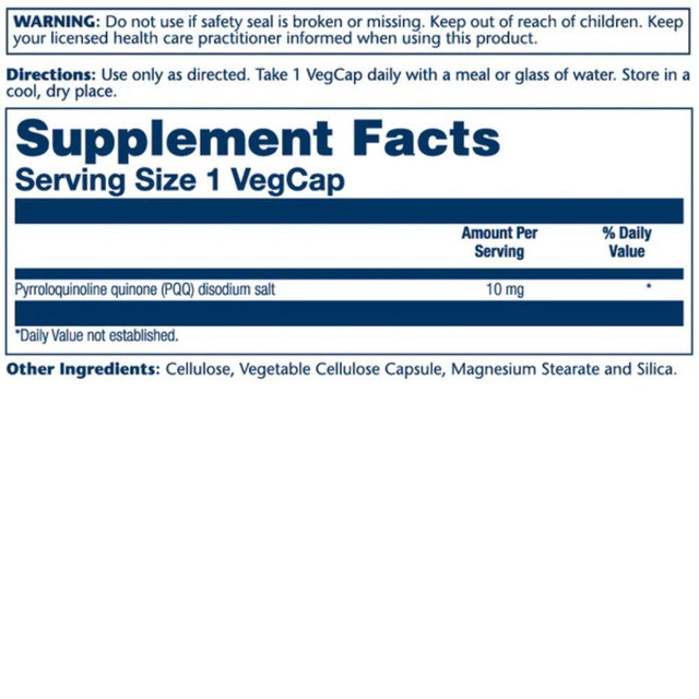 Solaray, PQQ, Pyrroloquinoline, 10 mg 30 Capsules