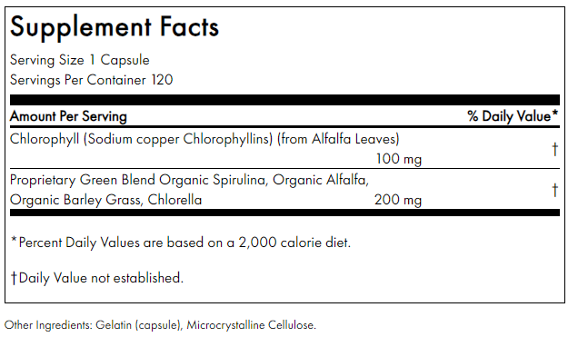 World Organic Mega Chlorophyll 100mg 120 Capsules